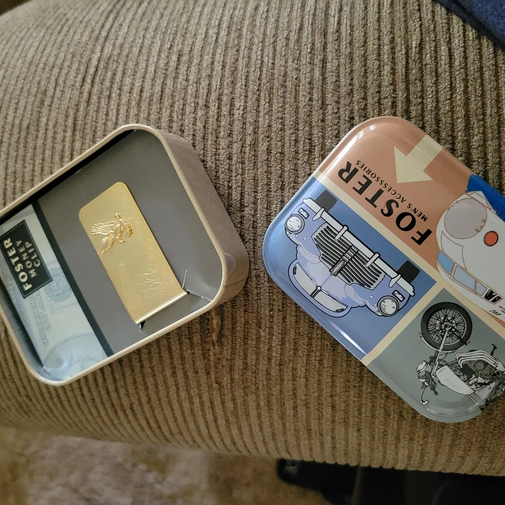 New Foster Money Clip in tin box
